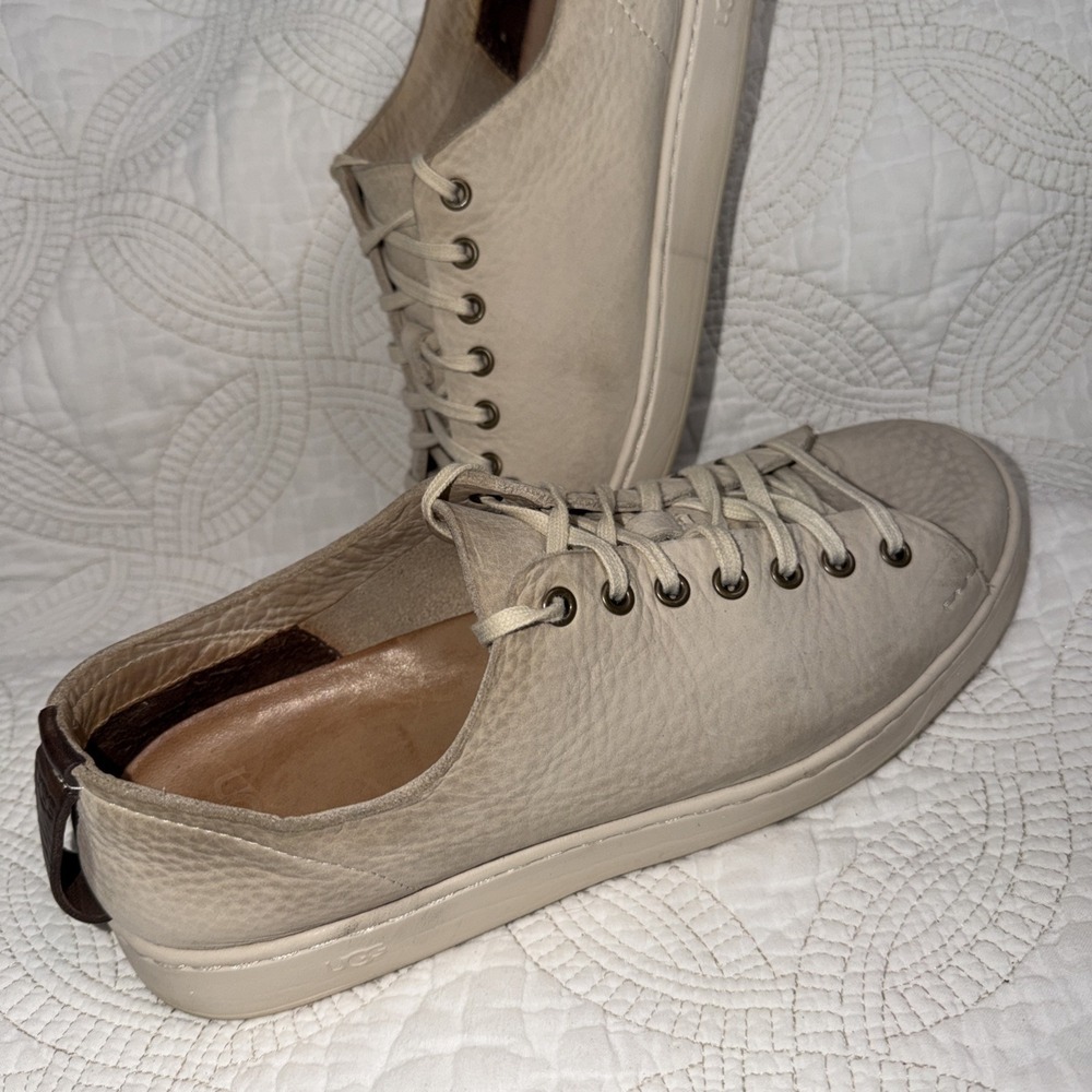 UGG Pismo Shoes Men's 8US/7UK Sneaker Nubuk Leather Shoes Ecru Beige Bone